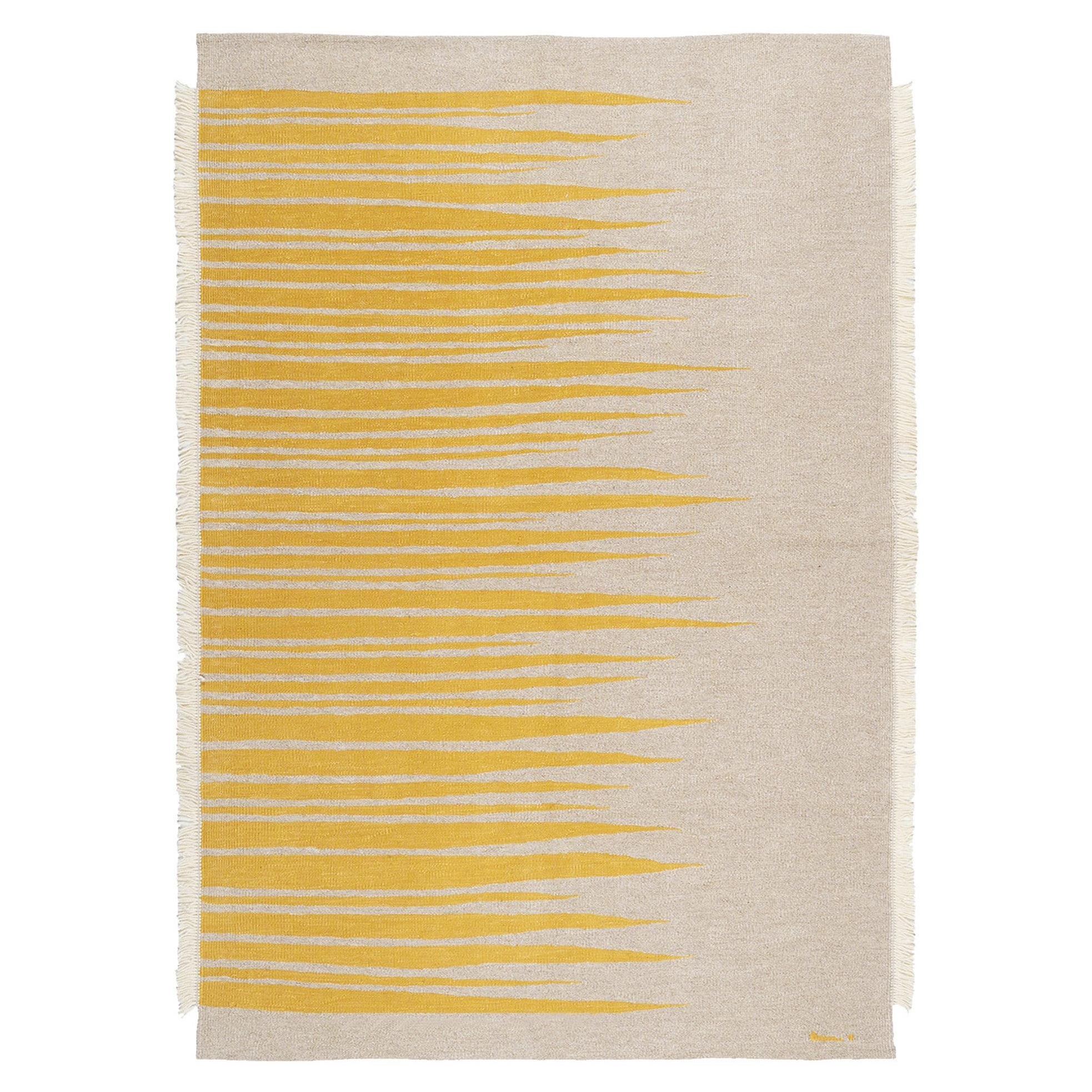 Ada Contemporary Modern Kilim Rug, Wool Handwoven Sand & Yellow