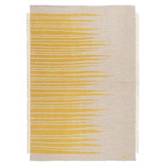 Ada Contemporary Modern Kilim Rug, Wool Handwoven Sand & Yellow