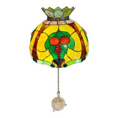 Monumentaler Vintage-Lampenschirm/Hängelampe-Schirm aus Glas mit Obstlaubglas/Anhänger