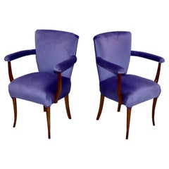1950's French Side Chairs With Mohair Upholstery