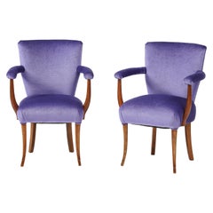 1950's French Side Chairs With Mohair Upholstery