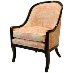 Black Lacquered Barrel Back Bergere by Hadliegh Furniture Co. 