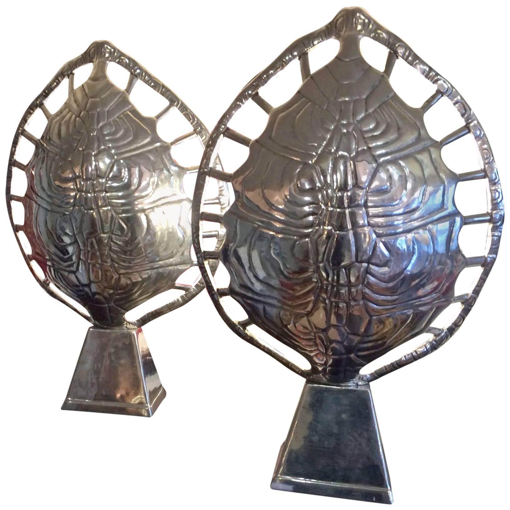 Very Glamorous Chrome Faux Tortoise Lamps