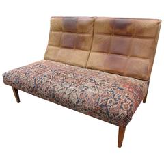 Leather Settee, Manner of Jens Risom for Knoll