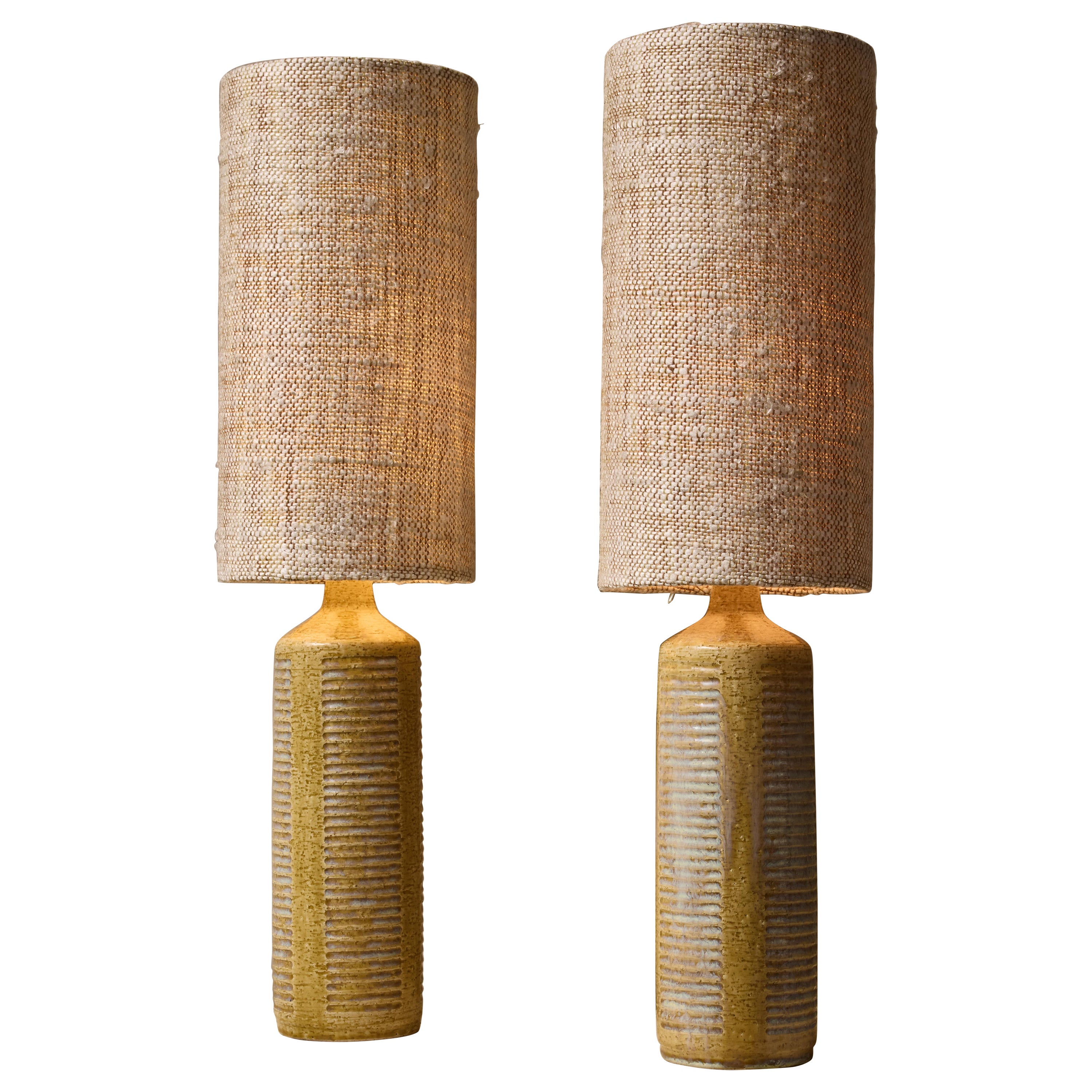 Pair of Glazed Ceramic Table Lamps by Per Linneman-Schmidt for Palshus mod. DL27 For Sale
