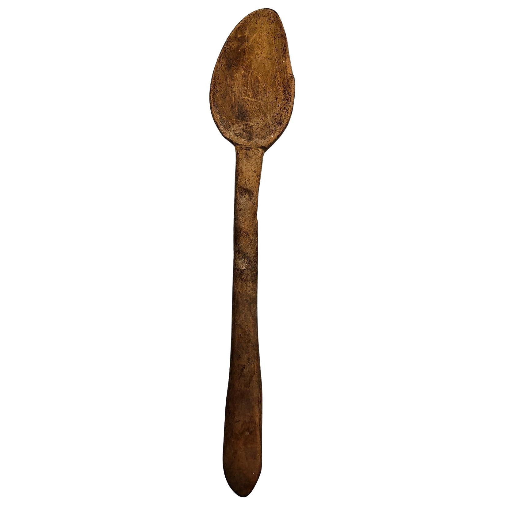 Rustic Primitive Pastor Handmade Wood Spoon, circa 1930 For Sale