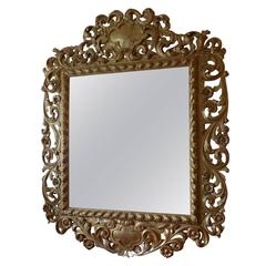 Italian 19th Century Gold Leaf Wood-Framed Mirror
