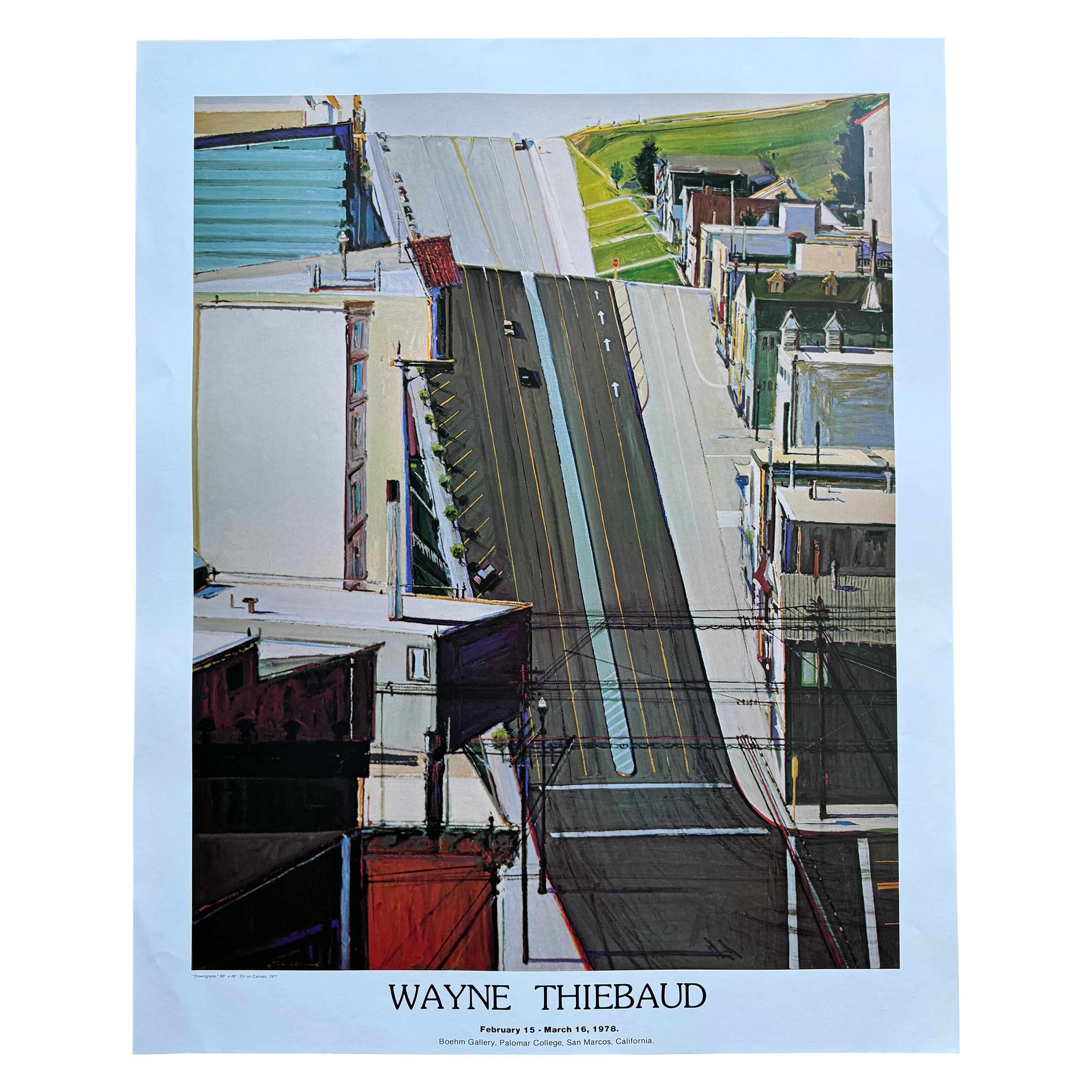 1978 Wayne Thiebaud „Downgrade“ Boehm Gallery, Ausstellungsplakat des Palomar College im Angebot