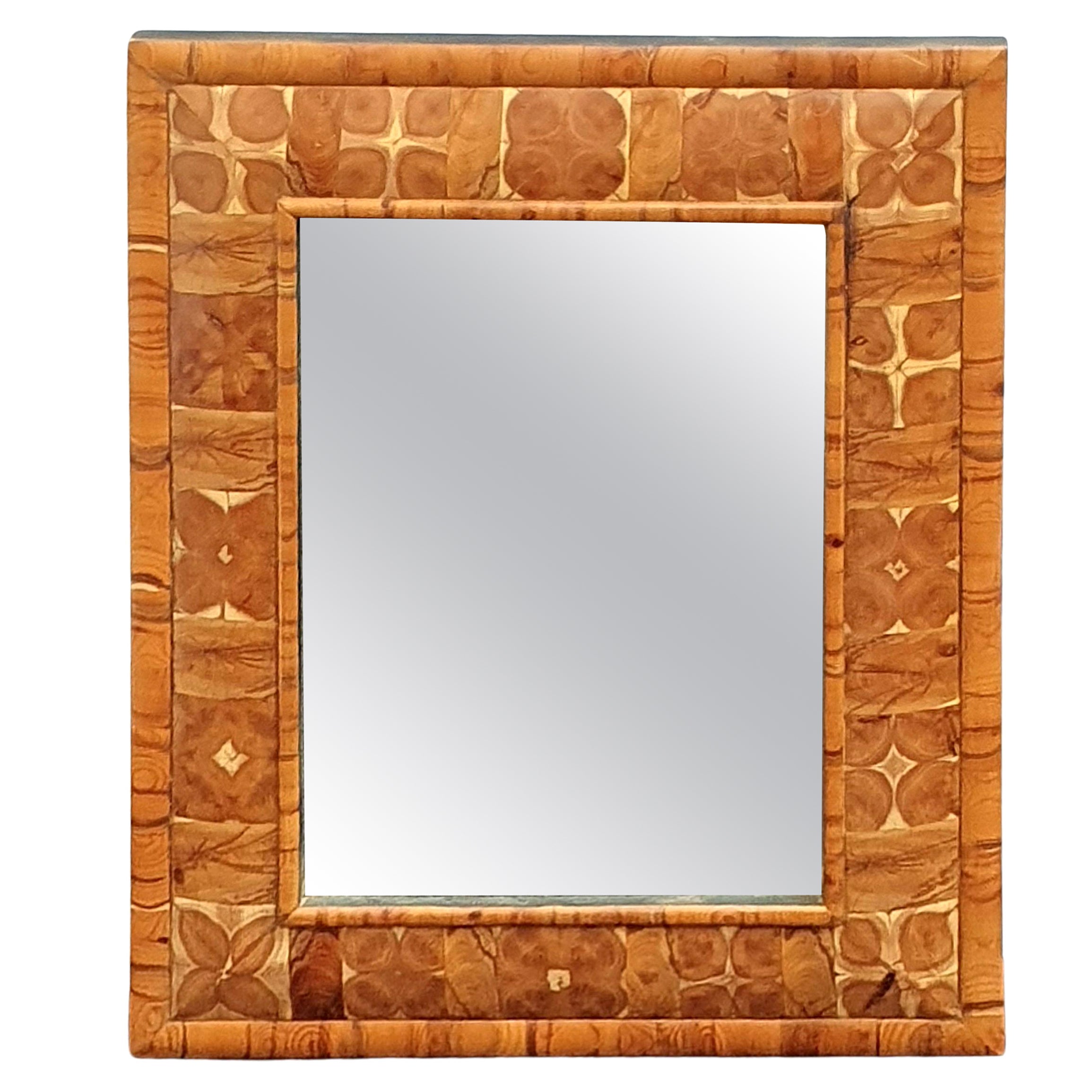 William and Mary Style Yew Wood Cushion Mirror 