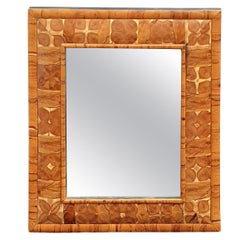 William and Mary Style Yew Wood Cushion Mirror 