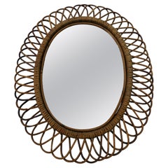 French or Italian rattan mirror