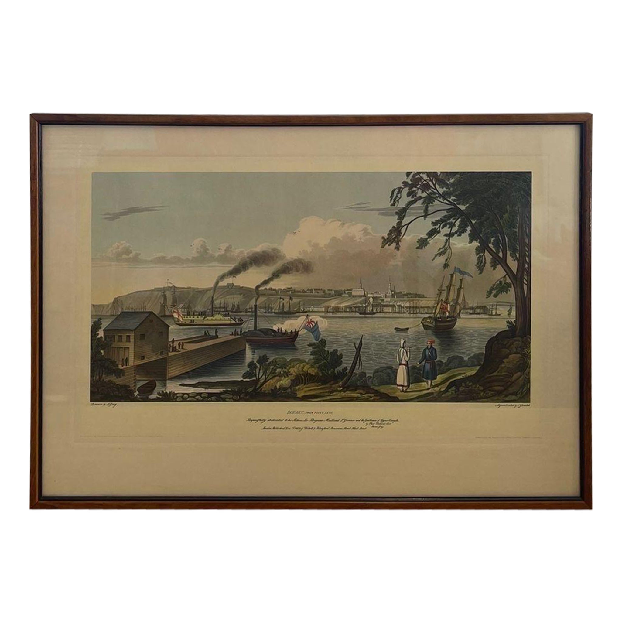 Vintage Framed Scenic Print of Quebec From Point by J Gray For Sale