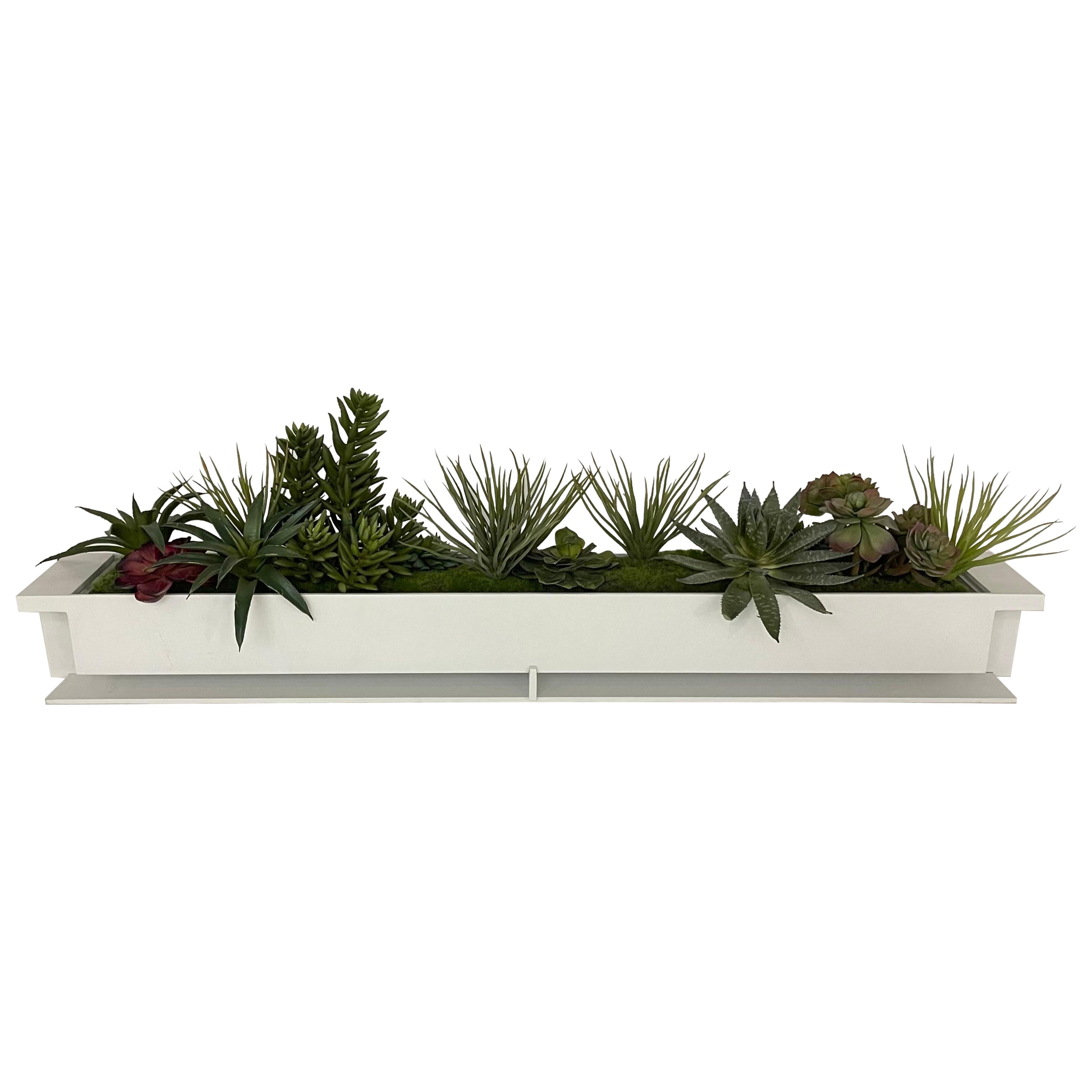 Frank Lloyd Wright Style Modernist White Powder Coated Cold Steel Planter, USA For Sale