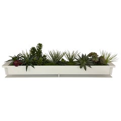 Frank Lloyd Wright Style Modernist White Powder Coated Cold Steel Planter, USA