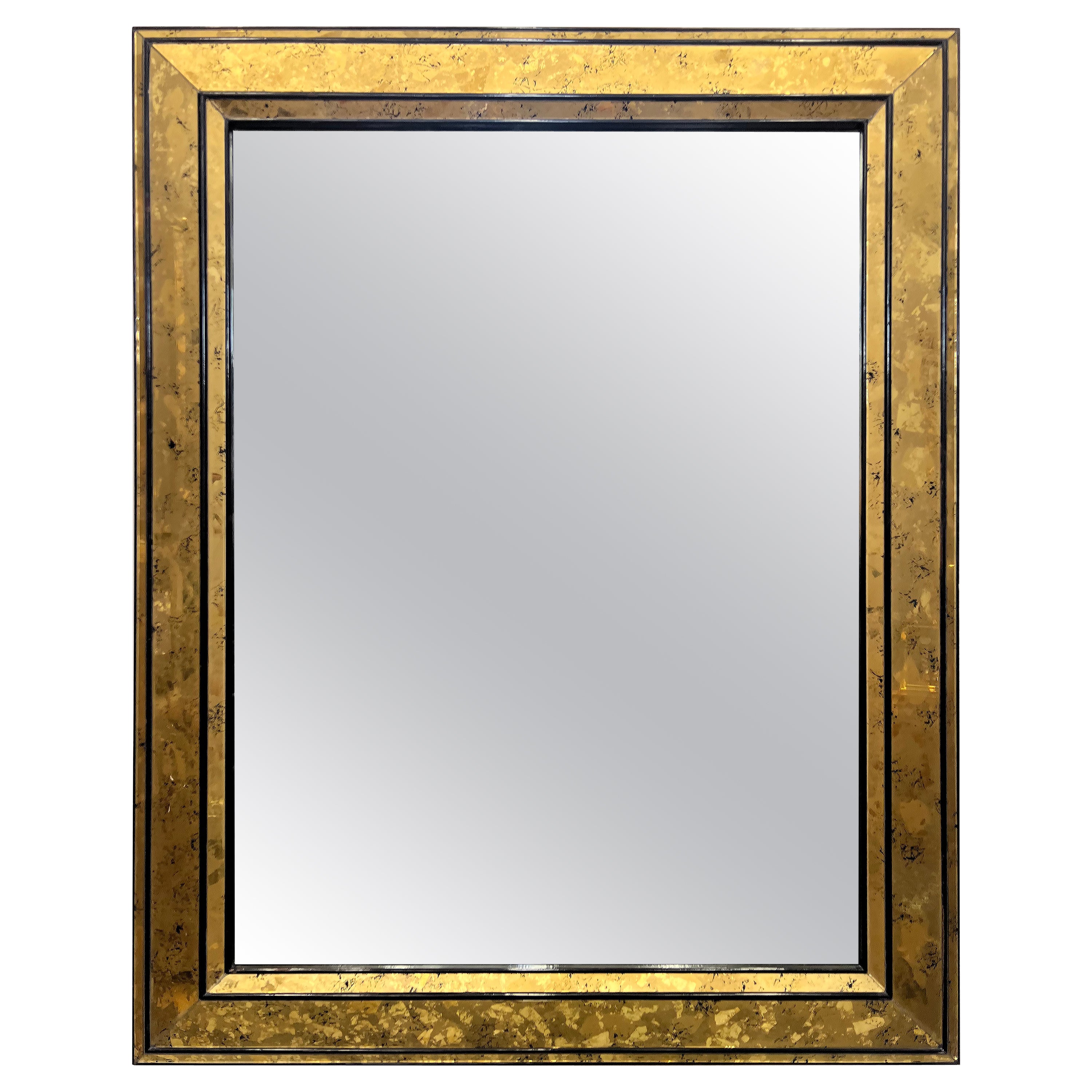 Vintage Overscaled Hollywood Regency Gold Eglomise Mirror  For Sale