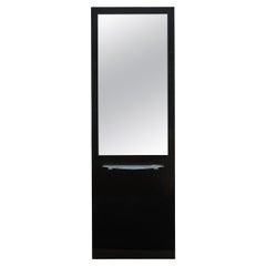 Miroir d'entrée avec étagère, cadre en verre noir, France, années 1980