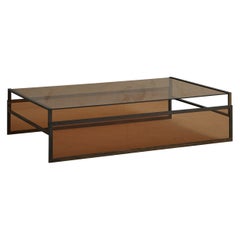 Table basse chic vintage en verre ambré, France, années 1970