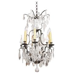 19th Century French Louis XV Style Crystal and Iron Chandelier 2