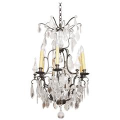 19th Century French Louis XV Style Crystal and Iron Chandelier