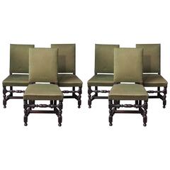 Six French Louis XIII Style Dining Chairs 6