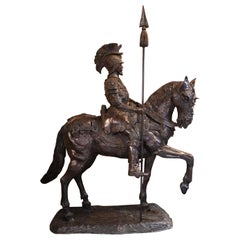 Lifesize-Skulptur eines römischen Gladiators auf Pferd, Skulptur, Architekturkunst
