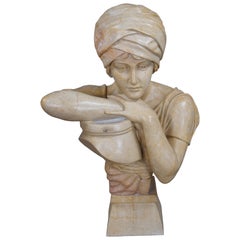Retro Rebecca at the Well Marble Bust Sculpture Statue After Antonio Piazza 27"