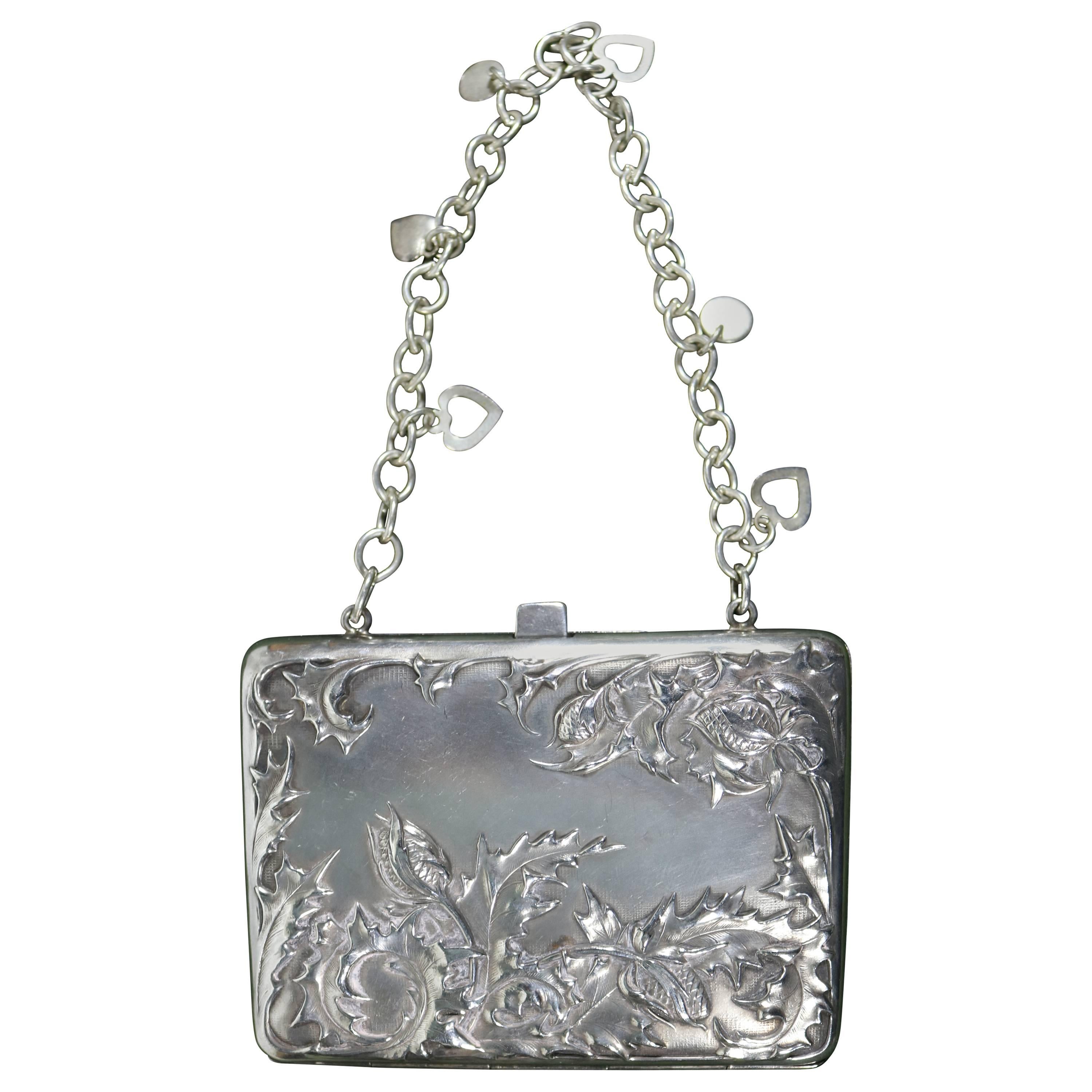 Art Nouveau Sterling Silver Purse  For Sale