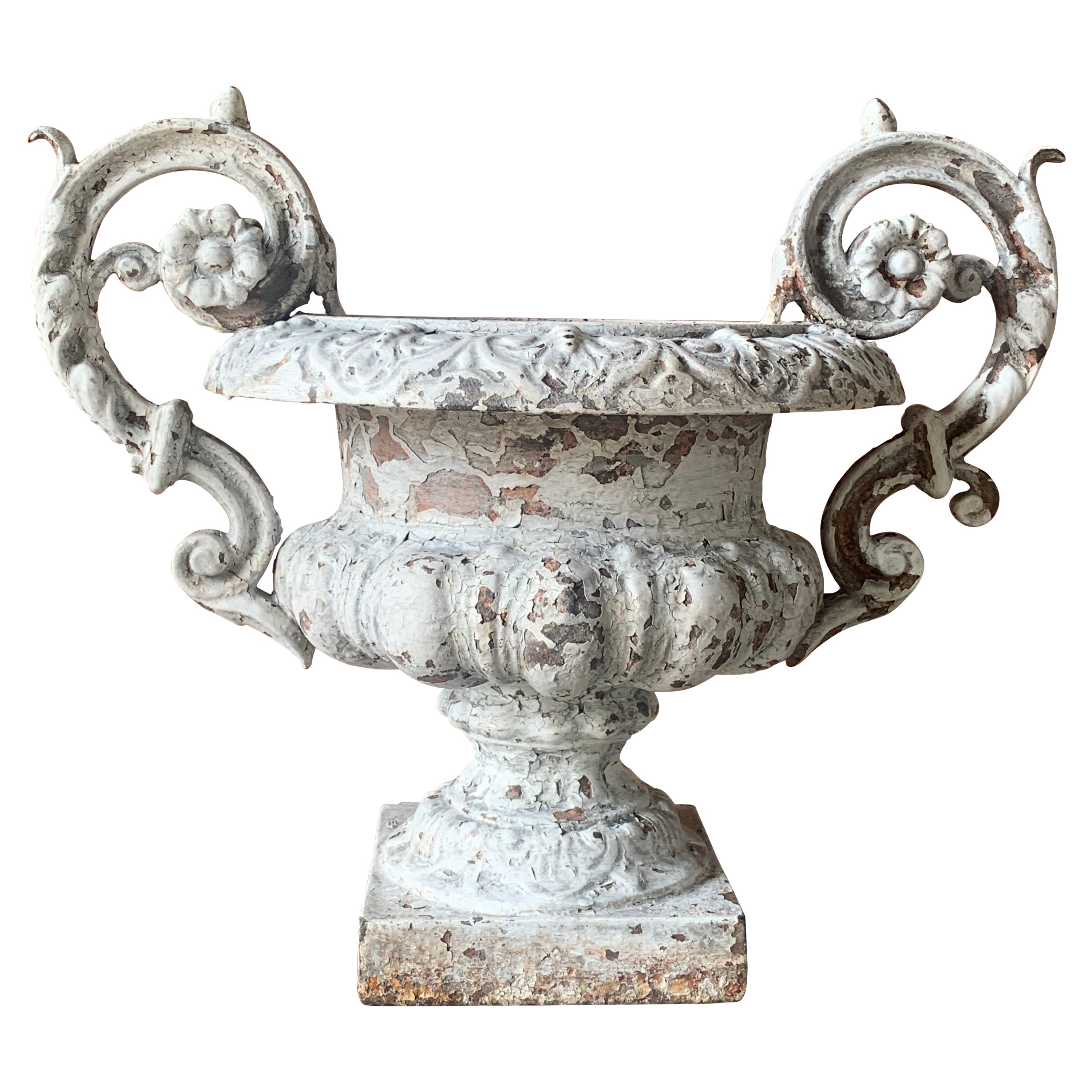 19th Century French Cast Iron Urn For Sale