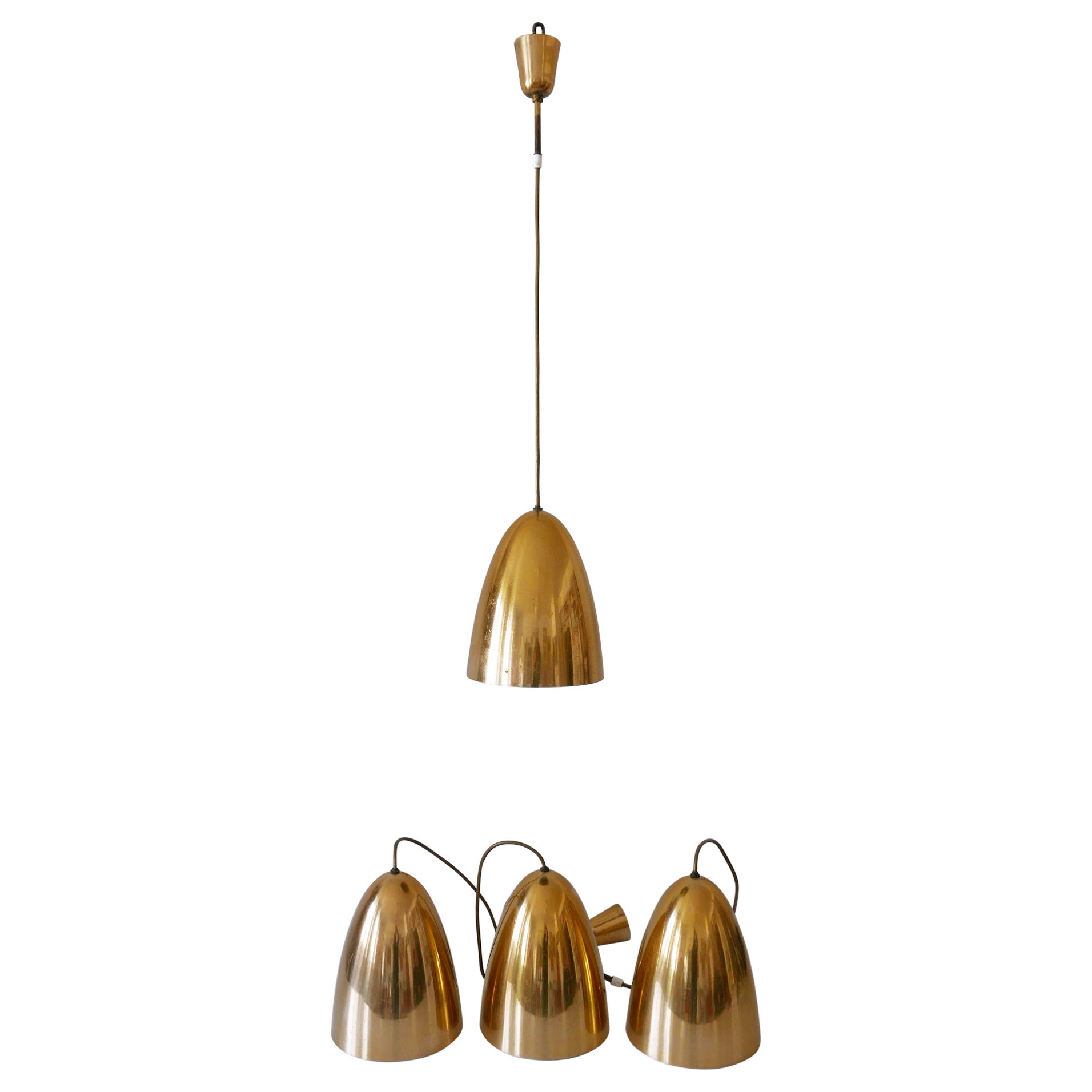 1 of 4 Elegant Mid Century Modern Pendant Lamps or Hanging Lights Germany 1950s For Sale