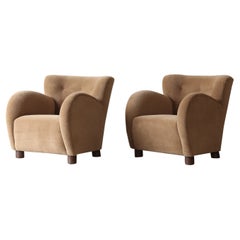 Pair of Lounge Chairs, Upholstered in Pure Alpaca