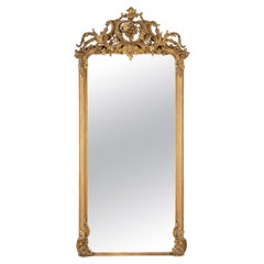 Used Large Monumental gold leaf gilt French ornamented Louis Philippe Mirror 