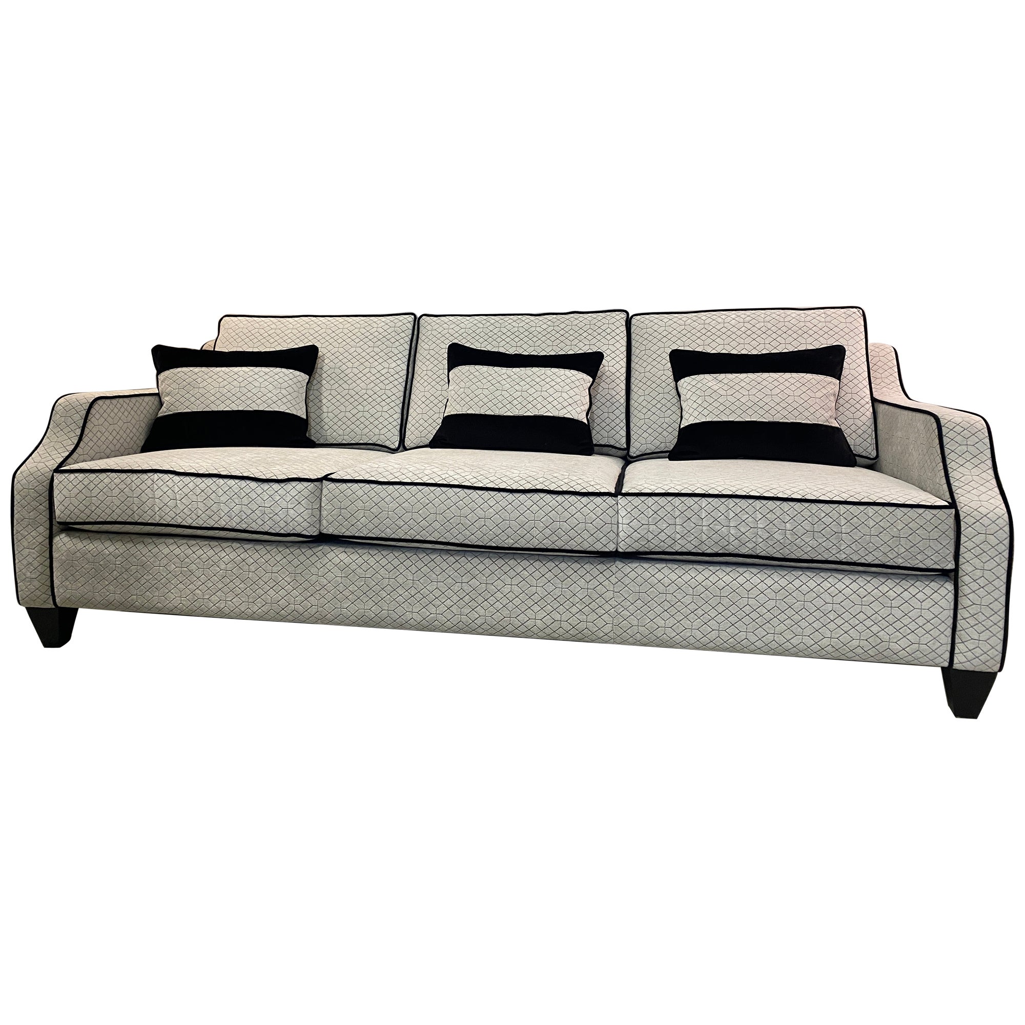 Italian Contemporary Black and Light Grey Velvet Three-seater Sofa For Sale