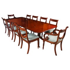 Retro Regency Revival Dining Table and 10 Chairs by William Tillman 20th C