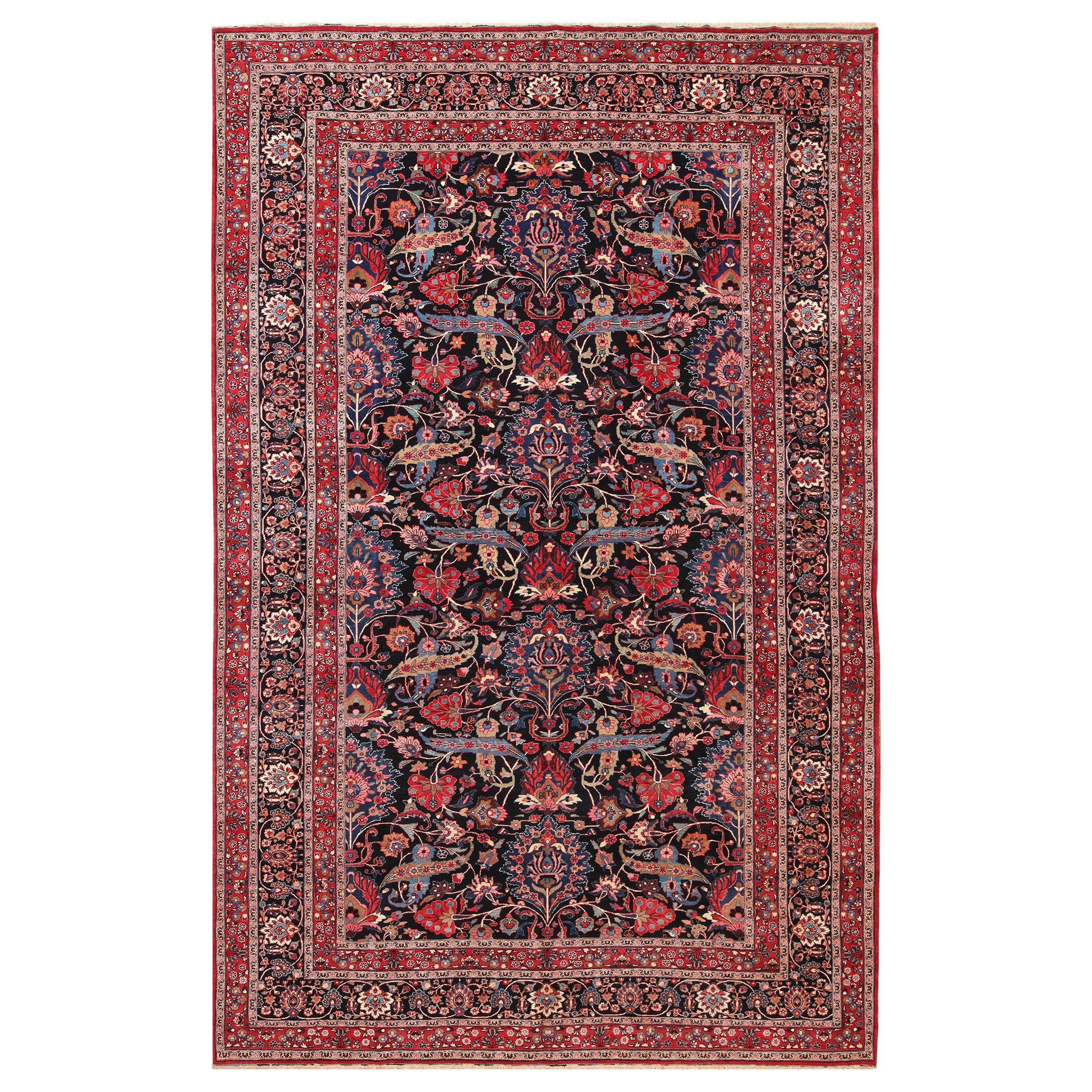 Antiquités Khorassan, tapis floral persan à grande échelle 10'2" x 16'.