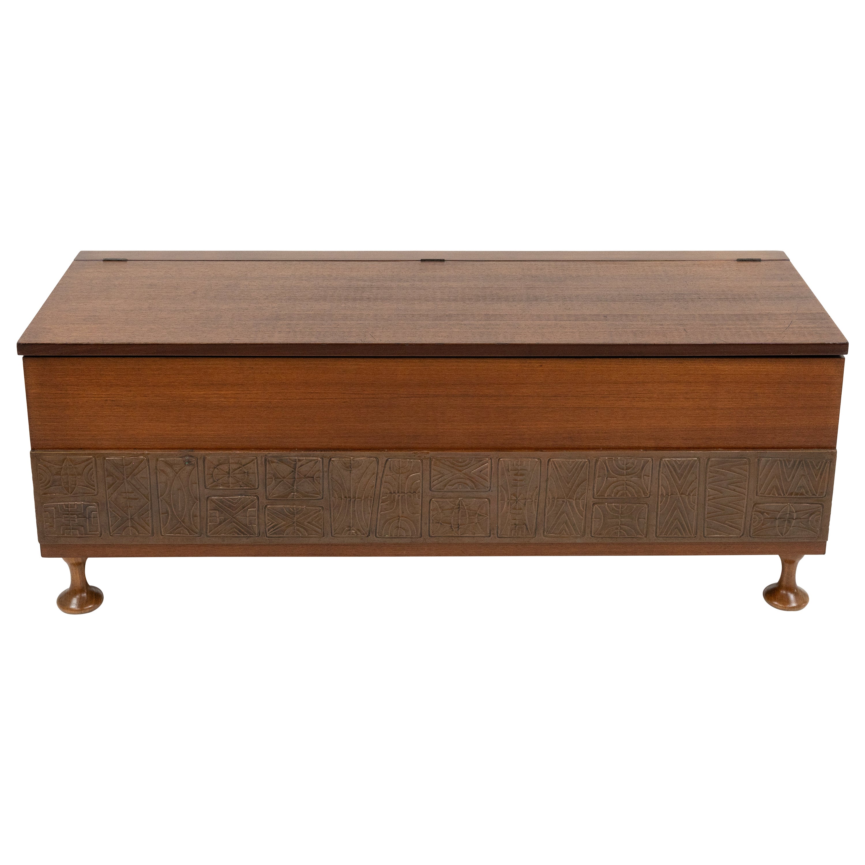 Midcentury Chest in Wood and Copper by Santambrogio & De Berti, Italy 1960s For Sale