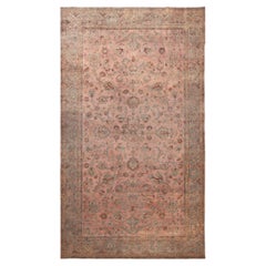 Grand tapis persan ancien Kerman rose clair 9'9" x 17'6"