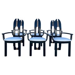 Ensemble de 6 fauteuils de salle à manger italiens d'Avant Garde, retapissés