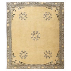 Décoratif de type matelassée neutre, beau tapis chinois ancien de 13'10" x 15'11"