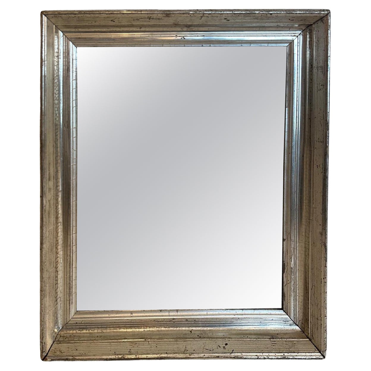Handsome French Silver Gilt Chunky Rectangular Wall Mirror For Sale