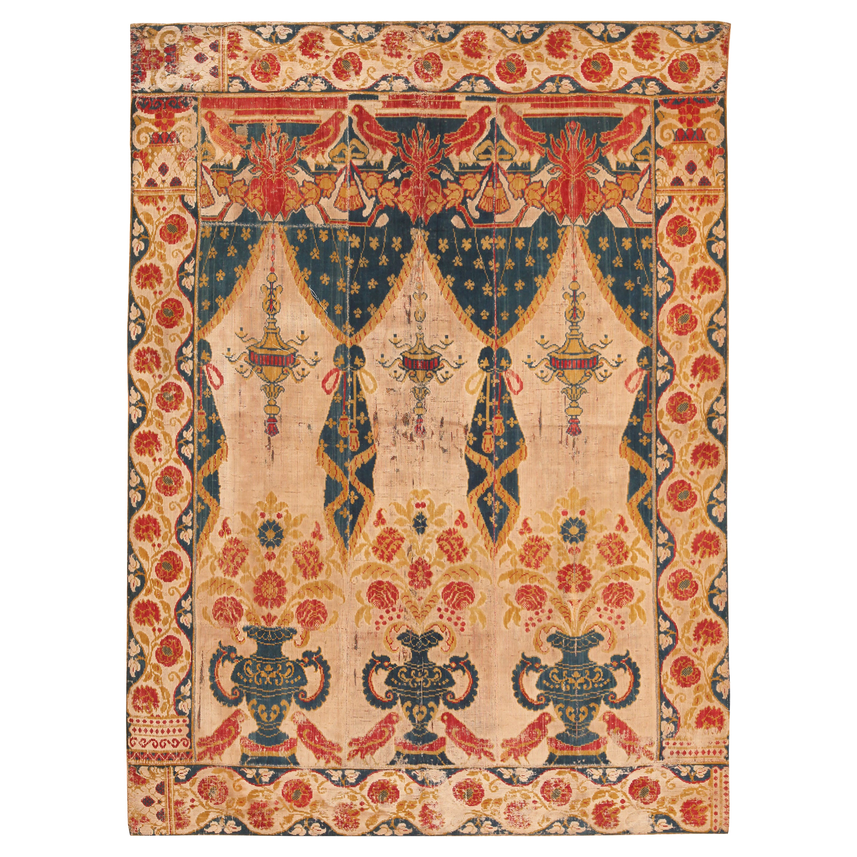 Colgante de Terciopelo Antiguo del Siglo XVIII Textil Holandés 6'3" x 8'6