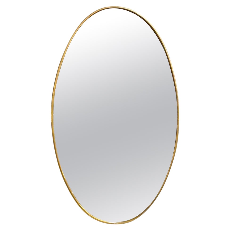 Oval Brass Mirror-Italy 1950s For Sale