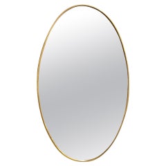 Vintage Oval Brass Mirror-Italy 1950s