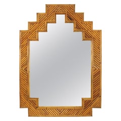 Midcentury Vivai del Sud Rattan Bamboo Mirror, Italy, 1960s