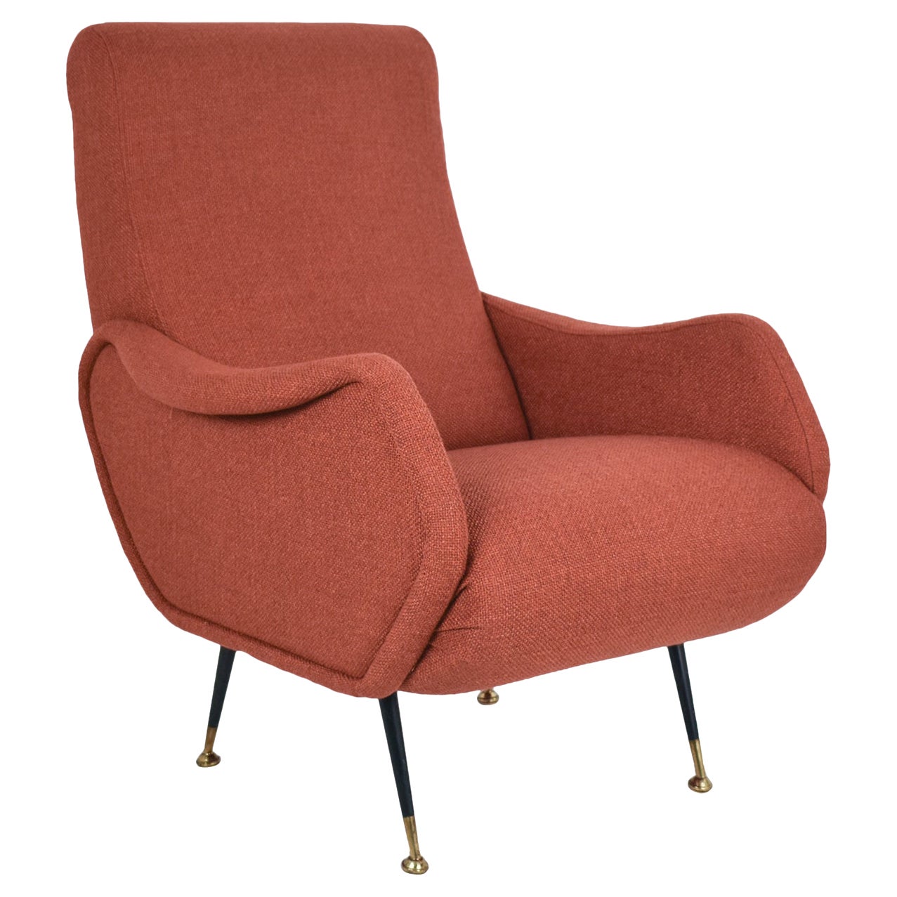 Italian Midcentury Armchair in the Style of Marco Zanuso  , reupholstered 1950's For Sale