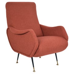 Vintage Italian Midcentury Armchair in the Style of Marco Zanuso  , reupholstered 1950's