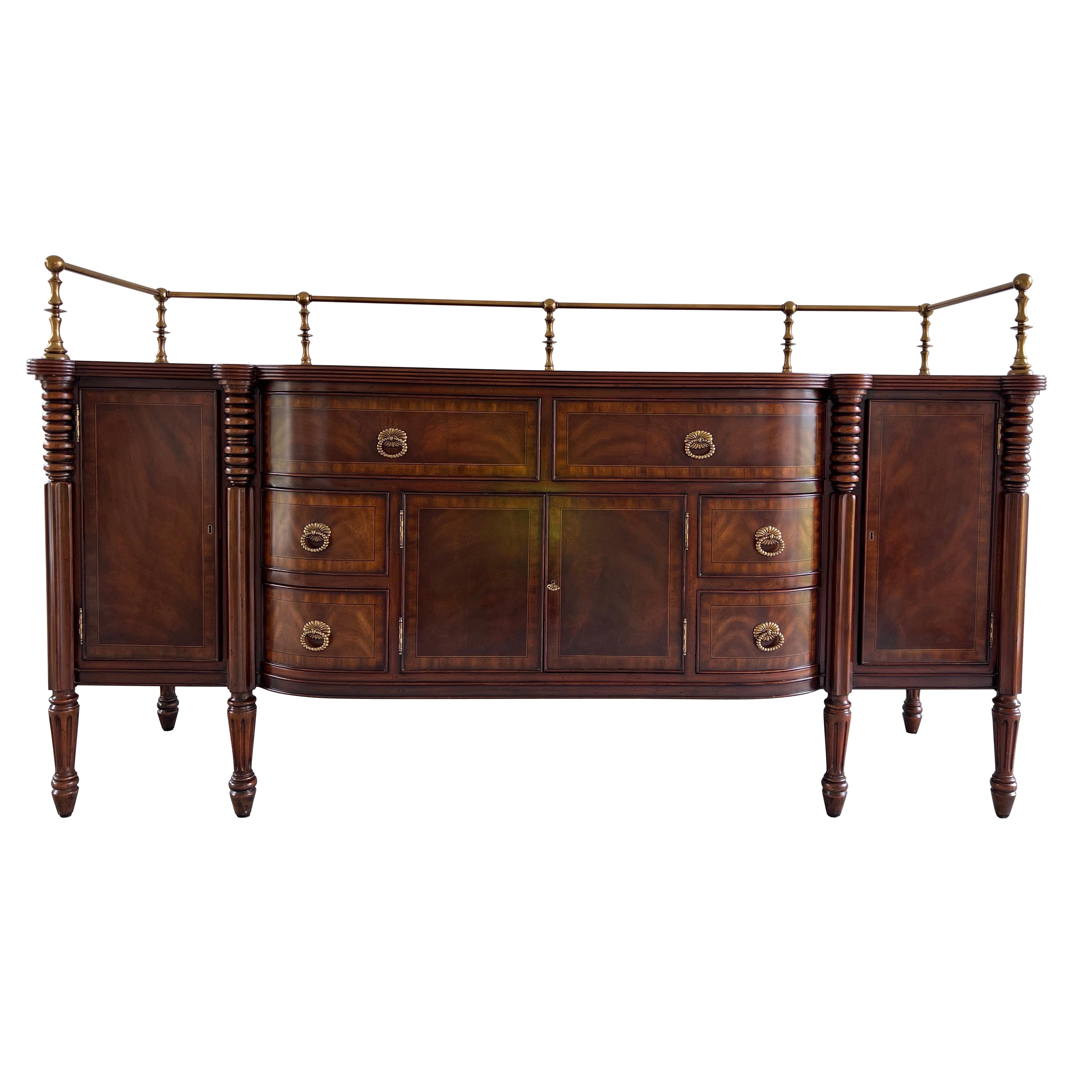 Maitland-Smith Mahogany Sideboard with Brass Gallery Rail, 20th Century