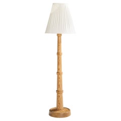 Swedish Designer, Floor Lamp, Pine, Fabric, Sweden, 1960s