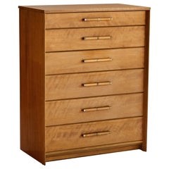 Vintage Renzo Rutili, Chest of Drawers, Maple, Brass, USA, 1940s