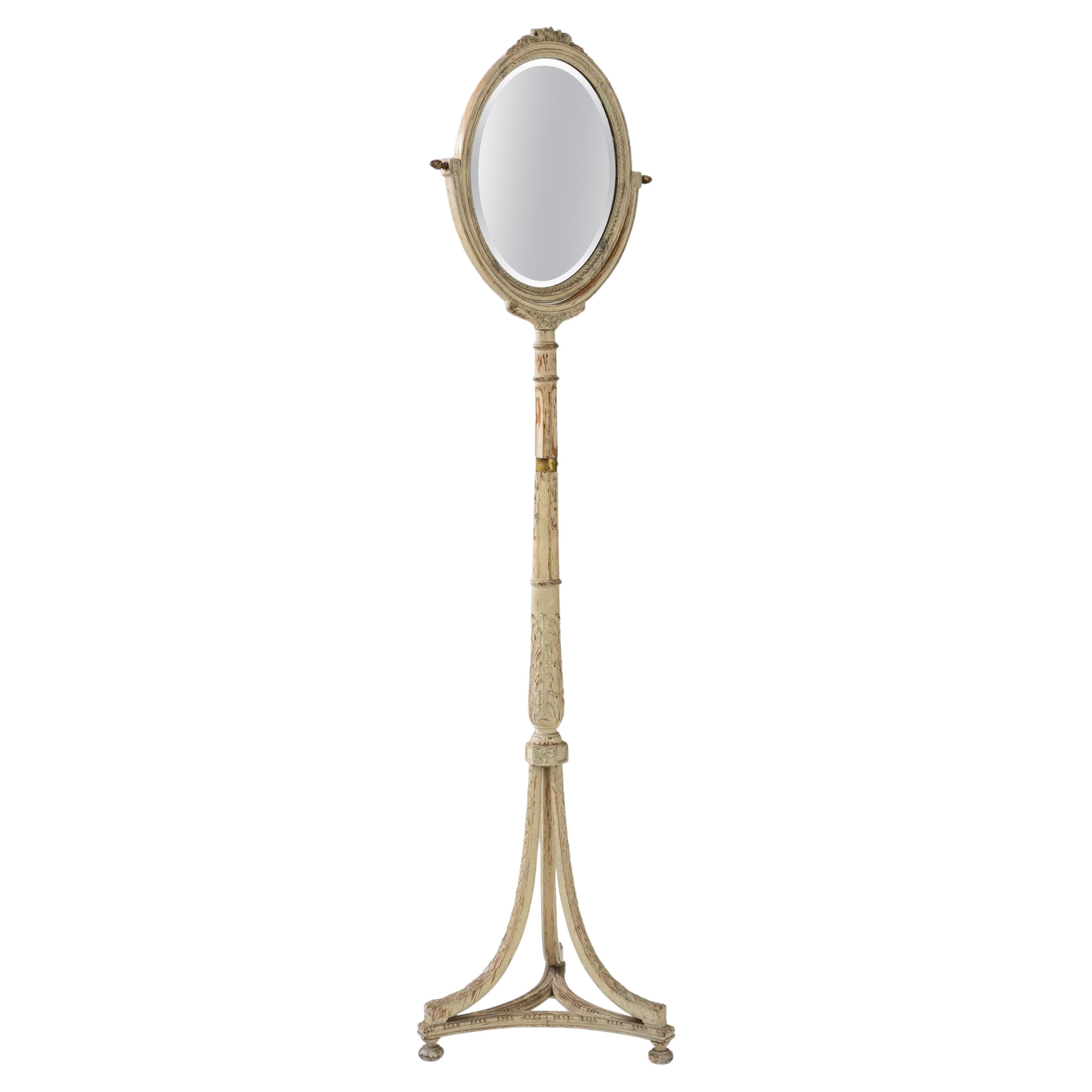 19th Century French Wooden Floor Mirror For Sale