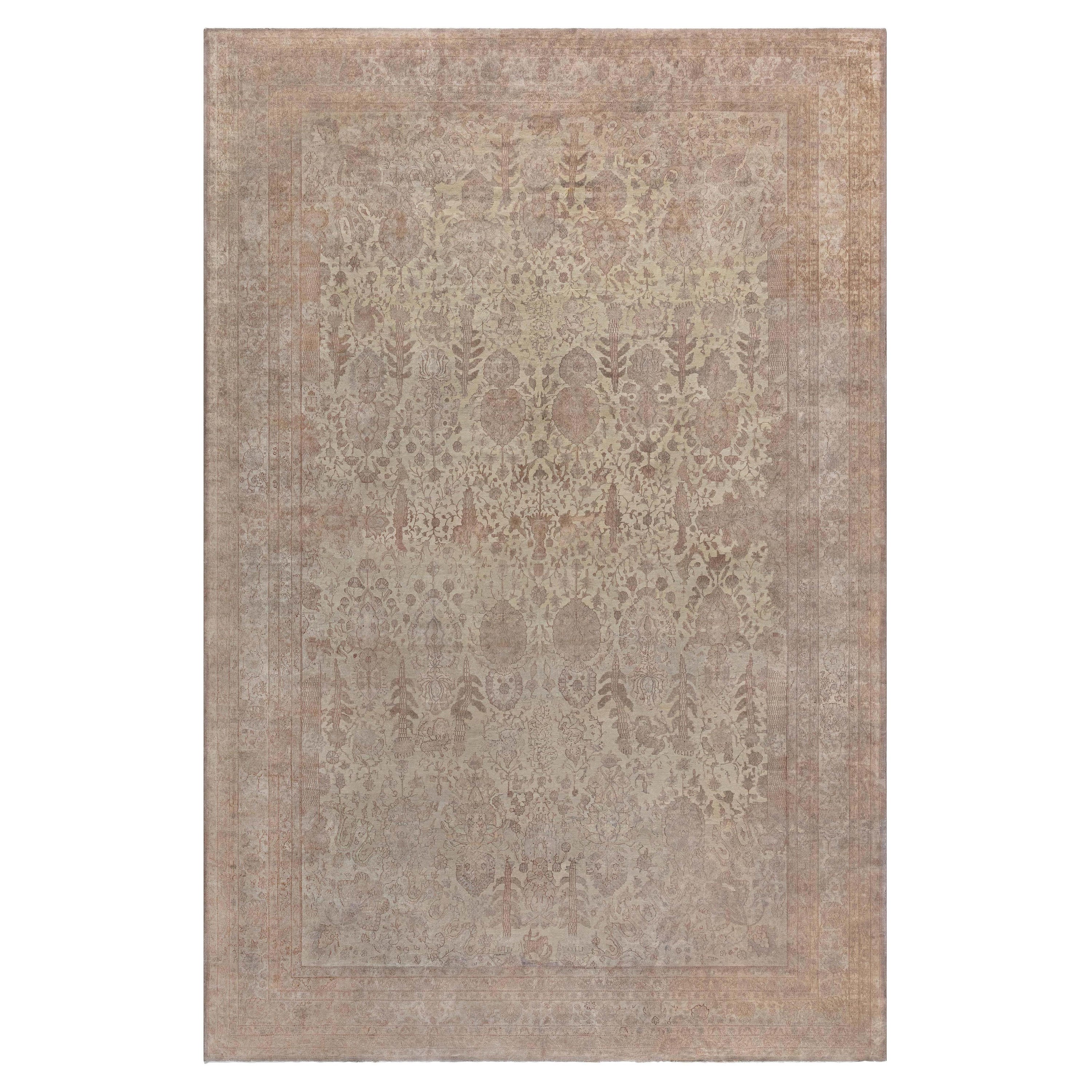 Authentique tapis turc Sivas beige fait à la main